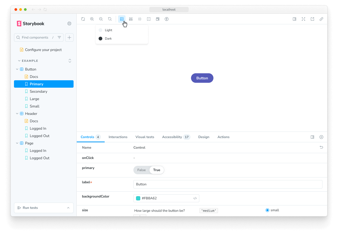 Parameters background color