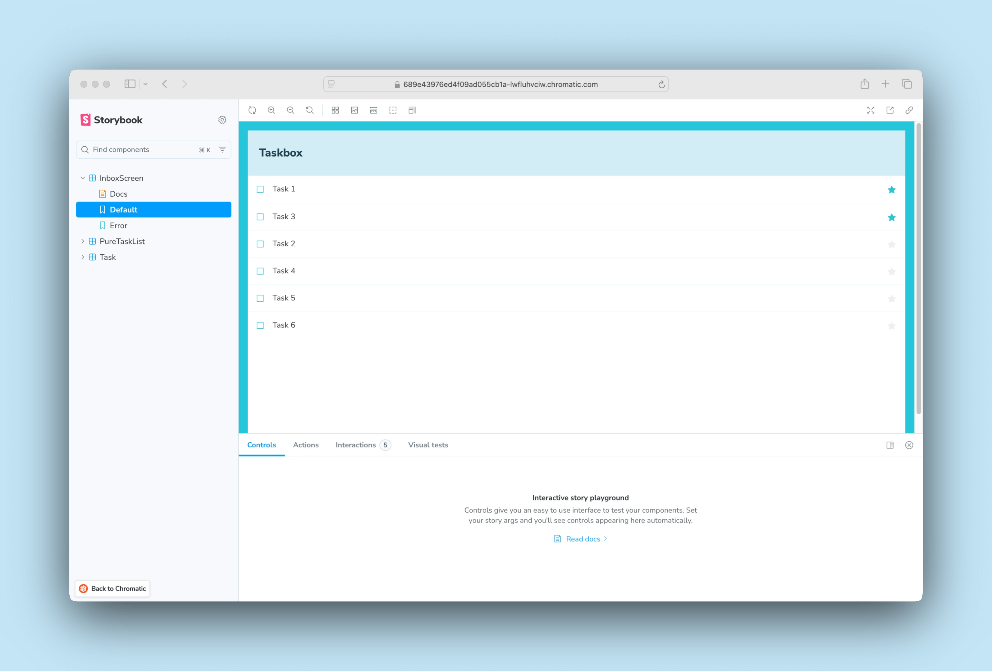 Storybook deployed with chromatic package